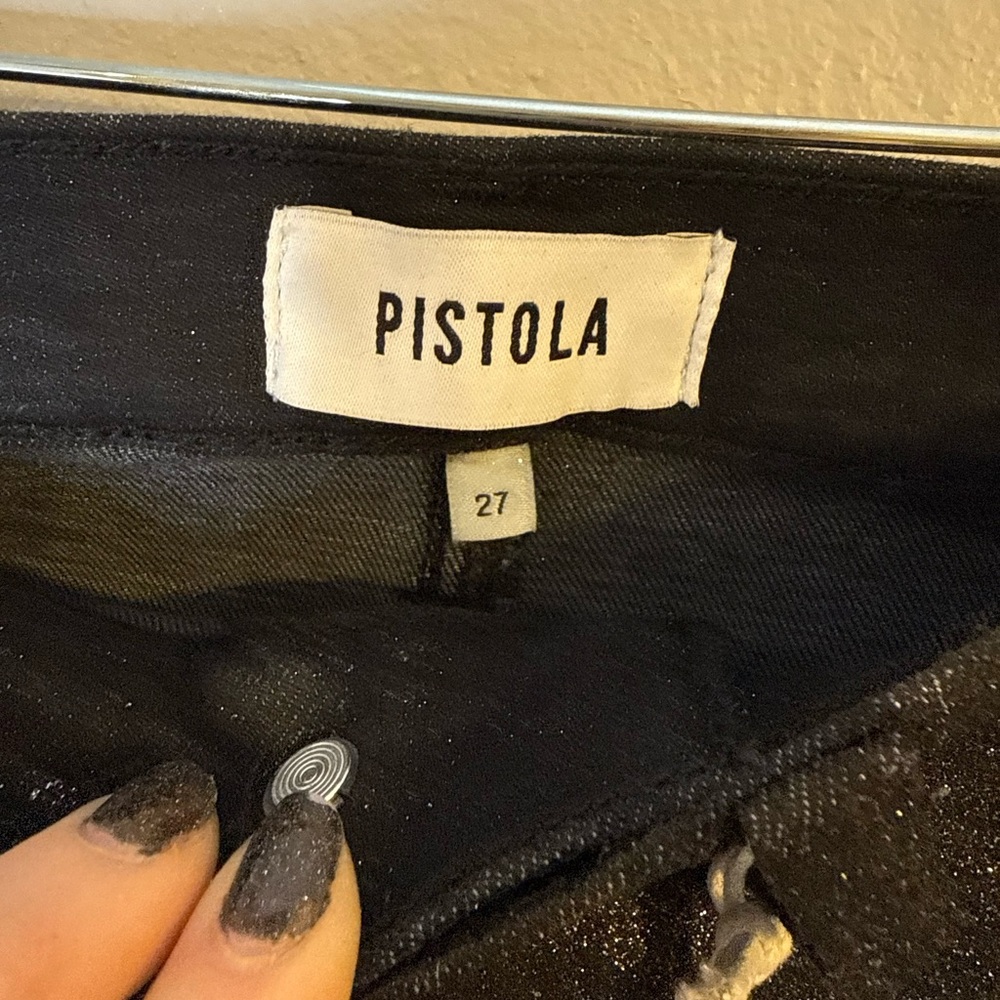 Pistola Colleen High-Waisted Slim Flare Jean Stargaze Black Glitter NEW With Tag - Picture 5 of 11